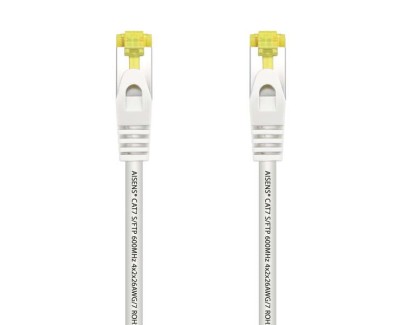 Aisens Cable de Red Latiguillo RJ45 LSZH Cat.7 600 MHz S/FTP PIMF AWG26 - 0.5M - Color Blanco
