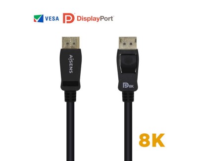 Aisens Cable Displayport Certificado V1.4 8K@60hz - DP/M-DP/M - 1.0m - Color Negro