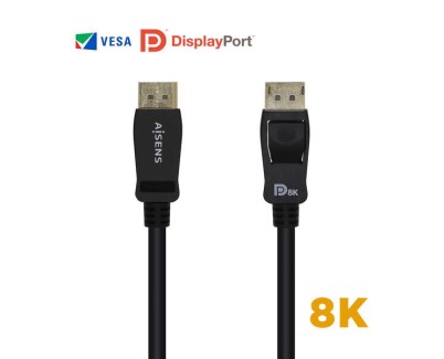 Aisens Cable Displayport Certificado V1.4 8K@60hz - DP/M-DP/M - 2.0m - Color Negro