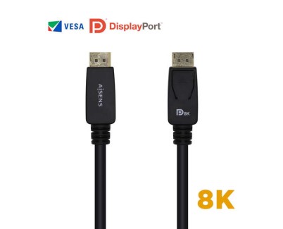 Aisens Cable Displayport Certificado V1.4 8K@60hz - DP/M-DP/M - 3.0m - Color Negro