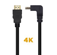 Aisens Cable HDMI V2.0 Acodado Premium Alta Velocidad / HEC 4K@60Hz 18Gbps - A/M-A/M - 2.0M - Color Negro