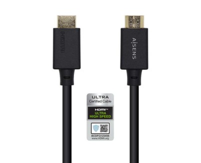 Aisens Cable HDMI V2.1 Certificado Ultra Alta Velocidad 8K@60Hz 48Gbps - A/M-A/M - 1.5m - Color Negro