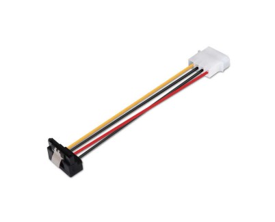 Aisens Cable SATA alim Acodado con Anclajes - Molex 4pin/M-SATA Hembra - 16cm - 100% Cobre - Color Negro