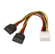 Aisens Cable SATA Alimentacion - Molex 4pin/M-2xSATA Hembra - 20cm - 100% Cobre - Color Negro