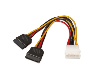 Aisens Cable SATA Alimentacion - Molex 4pin/M-2xSATA Hembra - 20cm - 100% Cobre - Color Negro