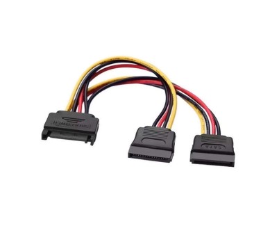 Aisens Cable SATA Alimentacion - SATA/M-2xSATA/H - 20cm - Color Negro