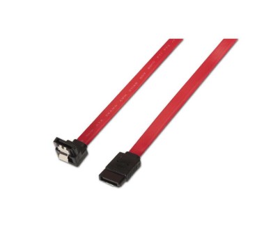 Aisens Cable SATA III Datos 6G Datos Acodado con Anclajes - 0.5m para Disco Duro SATA I - II - III SSD - Color Rojo