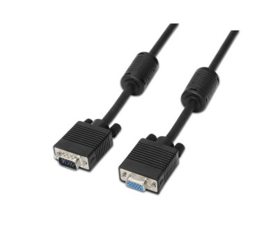 Aisens Cable SVGA con Ferrita - HDB15/Macho-HDB15/Hembra - 3.0m - Color Negro