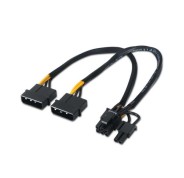 Aisens Cable Tarjeta grafica - 2xMolex 4pin/M-PCI-E(Molex 6+2pin)/M - 20cm - 100% Cobre - Color Negro