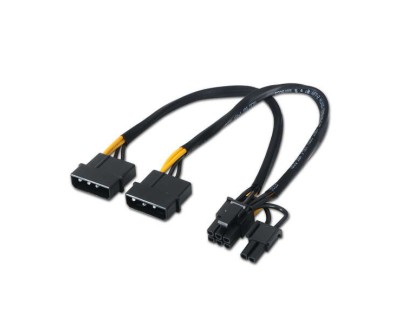 Aisens Cable Tarjeta grafica - 2xMolex 4pin/M-PCI-E(Molex 6+2pin)/M - 20cm - 100% Cobre - Color Negro