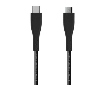 Aisens Cable USB 2.0 3A - Tipo USB-C/M-Micro B/M - 1.0m - Color Negro