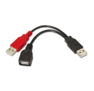 Aisens Cable USB 2.0+Alimentacion - Tipo A/M+A Alimentacion/M-A Hembra - 15cm - Color Negro