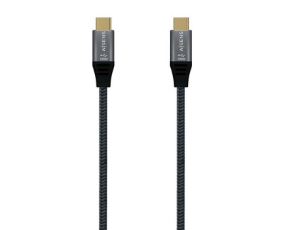 Aisens Cable USB 2.0 Aluminio 5A 100W E-MARK - USB-C/M-USB-C/M - 2.0M - Color Gris