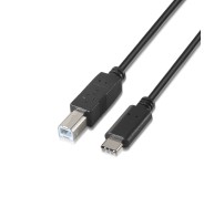 Aisens Cable USB 2.0 Impresora 3A - Tipo USB-C Macho a B Macho - 1.0m - Color Negro