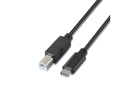 Aisens Cable USB 2.0 Impresora 3A - Tipo USB-C Macho a B Macho - 1.0m - Color Negro