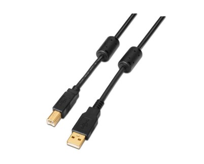 Aisens Cable USB 2.0 Impresora Super Alta Calidad con Ferrita - Tipo A Macho a Tipo B Macho - 2.0m - Color Negro