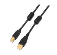 Aisens Cable USB 2.0 Impresora Super Alta Calidad con Ferrita - Tipo A Macho a Tipo B Macho - 3.0m - Color Negro