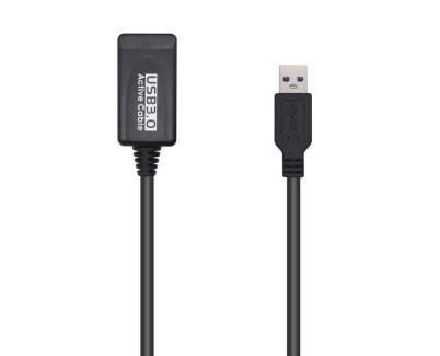Aisens Cable USB 3.0 Prolongador con Amplicador - Tipo A/M-A/H - 5.0m - Color Negro