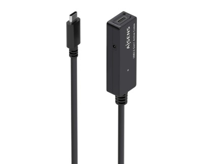 Aisens Cable USB 3.2 Gen1x1 Prolongador con Amplificador - USB-C/M-USB-C/H - 5m - Color Negro