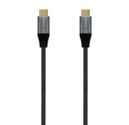 Aisens Cable USB 3.2 Gen2x2 Aluminio 20Gbps 8K@30Hz 5A 100W E-Mark, Tipo USB-C/M-USB-C/M - 0.6m - Color Gris