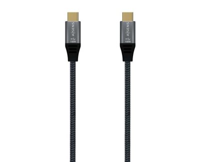 Aisens Cable USB 3.2 Gen2x2 Aluminio 20Gbps 8K@30Hz 5A 100W E-Mark, Tipo USB-C/M-USB-C/M - 0.6m - Color Gris