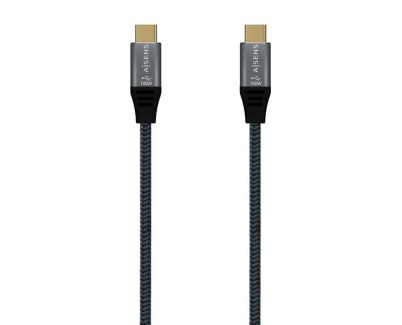 Aisens Cable USB 3.2 Gen2x2 Aluminio 20Gbps 8K@30Hz 5A 100W E-Mark, Tipo USB-C/M-USB-C/M - 1.5m - Color Gris