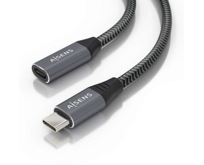 Aisens Cable USB 3.2 GEN2x2 Aluminio 20Gbps 8K@30Hz 5A 100W - Tipo USB-C/M-USB-C/H - 1.5m - Color Gris