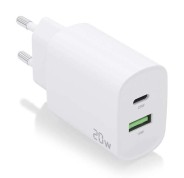 Aisens Cargador 20W - 1xUSB-C PD3.0 - 1xUSB-A QC3.0 - Color Blanco