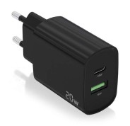 Aisens Cargador 20W - 1xUSB-C PD3.0 - 1xUSB-A QC3.0 - Color Negro