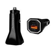 Aisens Cargador de Coche 38W,1xUSB-C PD3.0 20W,1xUSB-A QC3.0 18W - Color Negro