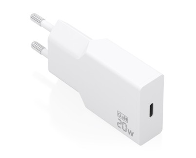 Aisens Cargador de Pared - 20W - GaN - 1xUSB-C - Power Delivery 3.0 - Ultra Delgado - Multiples Protecciones de Seguridad - Color Blanco
