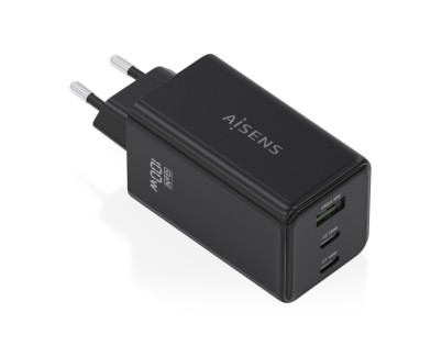 Aisens Cargador GAN 100W - 2xUSB-C PD3.0, QC4.0, QC5.0 - 1xUSB-A QC3.0 - Color Negro