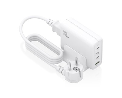 Aisens Cargador GAN 140W - 3xUSB-C PD3.0, QC4.0, QC5.0 - 1xUSB-A QC3.0 - Cable 1.4 Metros - Color Blanco