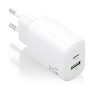 Aisens Cargador GaN 20W - 1xUSB-C PD3.0 - 1xUSB-A QC3.0 - Color Blanco