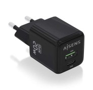 Aisens Cargador Gan 20W - 1xUSB-C PD3.0 QC4.0 - 1xUSB-A QC3.0 - Color Negro
