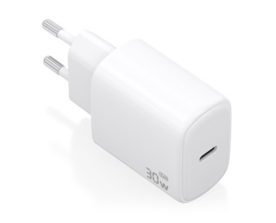Aisens Cargador GaN 30W - 1xUSB-C PD3.0 - Tecnologia AI - Color Blanco