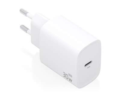 Aisens Cargador GaN 30W - USB-C PD3.0 - Tecnologia AI para Detectar Protocolo y Velocidad de Carga - Color Blanco