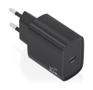 Aisens Cargador GaN 30W - USB-C PD3.0 - Tecnologia AI para Detectar Protocolo y Velocidad de Carga - Color Negro