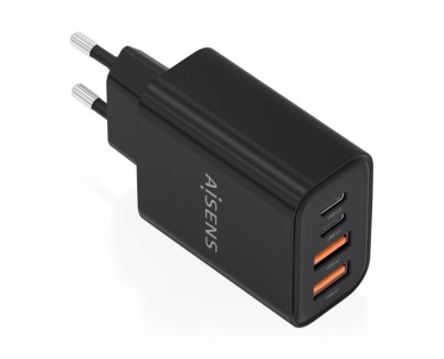 Aisens Cargador Gan 32W - 2xUSB-C PD3.0 - 2xUSB-A QC3.0 - Color Negro