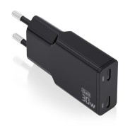 Aisens Cargador GaN Ultra Delgado 30W - 2xUSB-C PD3.0 QC4.0 - Color Negro