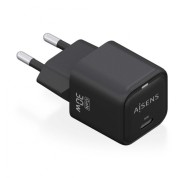 Aisens Cargador Gan USB-C 30W - Alta Eficiencia Energetica - Diseño Elegante y Moderno - Tecnologia AI para Carga Rapida - Multiples Protecciones de Seguridad
