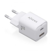 Aisens Cargador Gan USB-C 30W - Alta Eficiencia Energetica - Diseño Elegante y Moderno - Tecnologia AI - Carga Rapida y Segura - Proteccion contra Sobrecarga y Cortocircuito