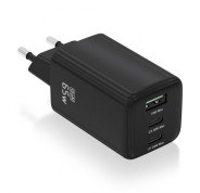 Aisens Cargador Gan USB-C 65W - Alta Eficiencia Energetica - Tecnologia AI para Carga Rapida - Multiples Protecciones de Seguridad - Compatible con USB-C y USB-A - Carga Simultanea de 3 Disositivos