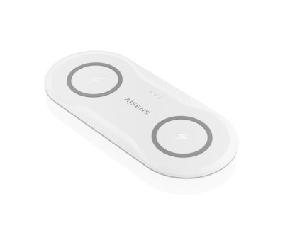 Aisens Cargador Inalambrico 15W - USB-C - Protocolo Qi - Moviles y Auriculares - Proteccion Contra Sobretension, Sobretemperatura y sobrecorriente - Color Blanco