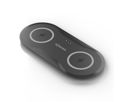 Aisens Cargador Inalambrico 15W - USB-C - Protocolo Qi - Moviles y Auriculares - Proteccion Contra Sobretension, Sobretemperatura y sobrecorriente - Color Negro