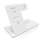 Aisens Cargador Inalambrico USB-C 3 en 1 de 15W para Movil - Apple Watch - Ariculares con Estuche de Carga - Color Blanco
