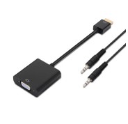 Aisens Conversor HDMI a SVGA+Audio - HDMI A Macho-SVGA Hembra+JACK 3.5/H - 10 cm+1.0m - Color Negro