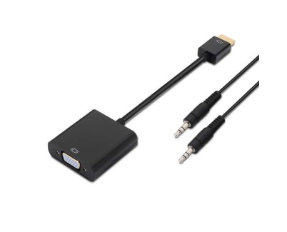 Aisens Conversor HDMI a SVGA+Audio - HDMI A Macho-SVGA Hembra+JACK 3.5/H - 10 cm+1.0m - Color Negro