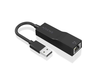 Aisens Conversor USB 3.0 a Ethernet Gigabit 10/100/1000 Mbps - 15cm - Color Negro