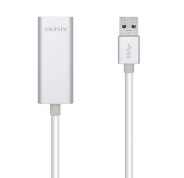 Aisens Conversor USB 3.0 a Ethernet Gigabit 10/100/1000 Mbps - 15cm - Color Plata